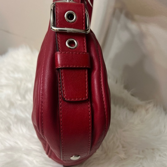Coach Cherry Red Leather Shoulder Bag #F12071 - Picture 6 of 14